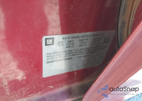 2014 Buick Regal Turbo from USA, damaged, VIN 2G4GK5EXXE9234943